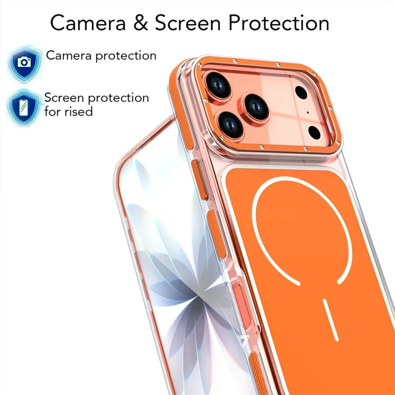For iPhone 18 Pro Max Magnetic Case Dual Color Shockproof TPU PC Phone Cover - Orange