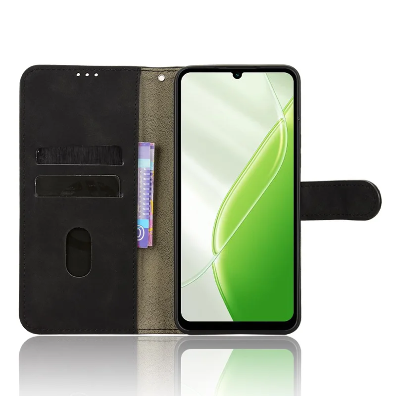 Coque en cuir pour itel A200, housse rabattable avec stand, anti-chute, toucher peau, portefeuille, noir