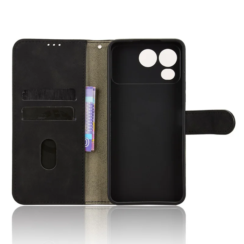 Coque en cuir pour itel A200, housse rabattable avec stand, anti-chute, toucher peau, portefeuille, noir