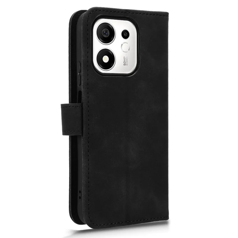 For Honor 600 Smart 5G Lædersnegel Hudpåfølelse Anti-drop Wallet Ståplader Telefonbeskytning - Sort
