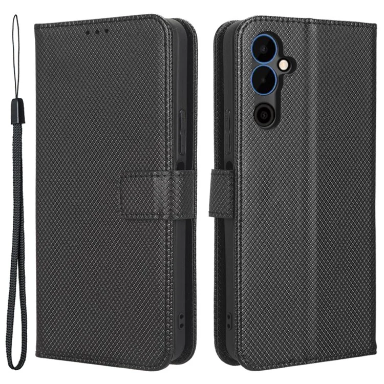Para Tecno Pova Neo 2 4G / Lg6n Diamond Texture PU Leather Folio Stand Stand Stand Wallet Flip Tampa de Telefone Com Cinta - Preto