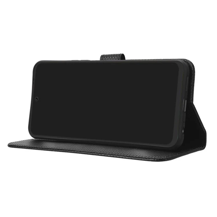 Para Tecno Pova Neo 2 4G / Lg6n Diamond Texture PU Leather Folio Stand Stand Stand Wallet Flip Tampa de Telefone Com Cinta - Preto