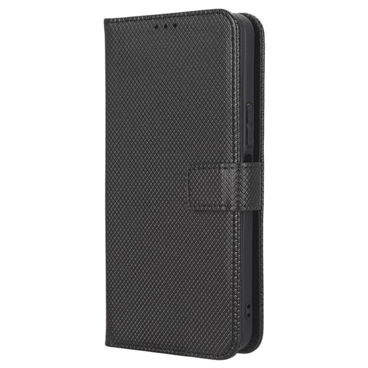Para Tecno Pova Neo 2 4G / Lg6n Diamond Texture PU Leather Folio Stand Stand Stand Wallet Flip Tampa de Telefone Com Cinta - Preto