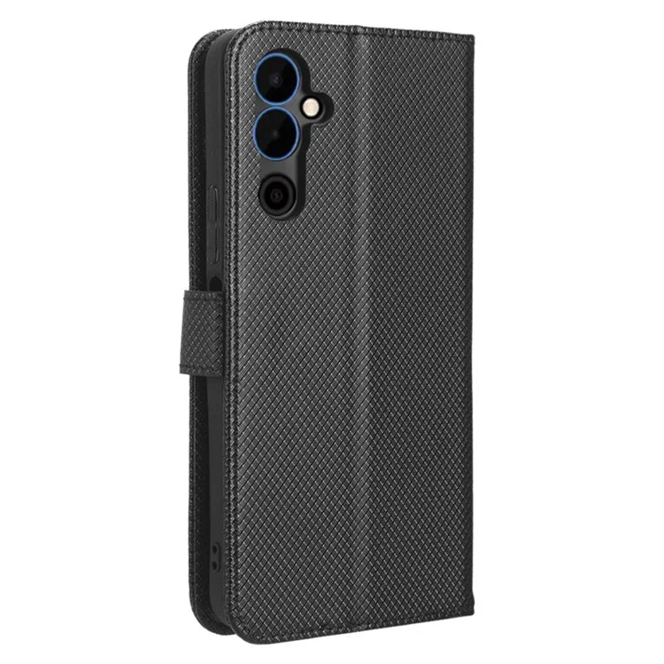 Para Tecno Pova Neo 2 4G / Lg6n Diamond Texture PU Leather Folio Stand Stand Stand Wallet Flip Tampa de Telefone Com Cinta - Preto