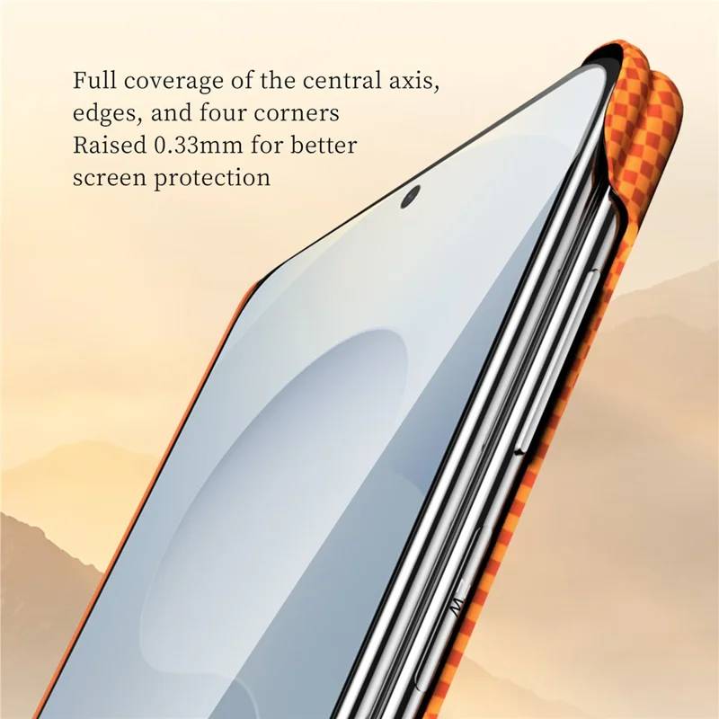 SULADA for Samsung Galaxy Z Fold7 5G Magnetic Case 360° Rotating Ring Kickstand Golden Mountain Pattern PC Slim Phone Cover - Orange