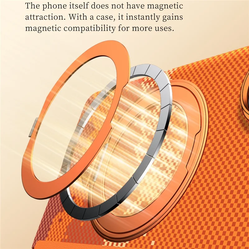 SULADA for Samsung Galaxy Z Fold7 5G Magnetic Case 360° Rotating Ring Kickstand Golden Mountain Pattern PC Slim Phone Cover - Orange