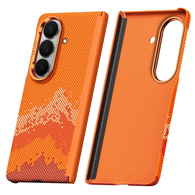 SULADA for Samsung	Galaxy Z Fold7 5G Case Golden Mountain Pattern Skin-Feel Hard PC Slim Phone Cover - Orange