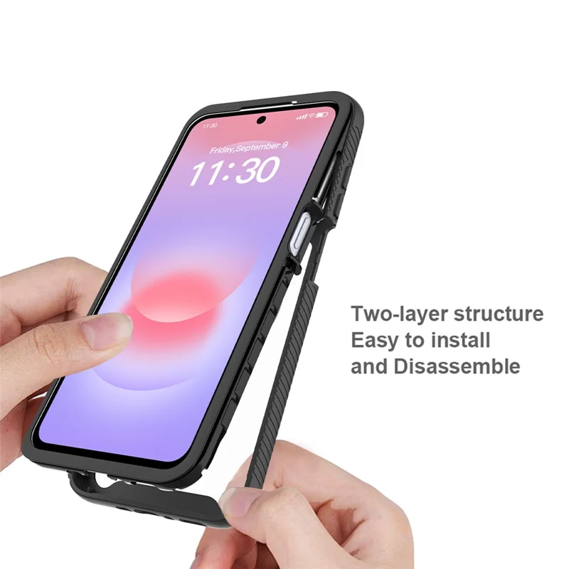 For Samsung Galaxy A27 5G Case Anti Drop 2 in 1 PC + TPU Phone Cover - Black