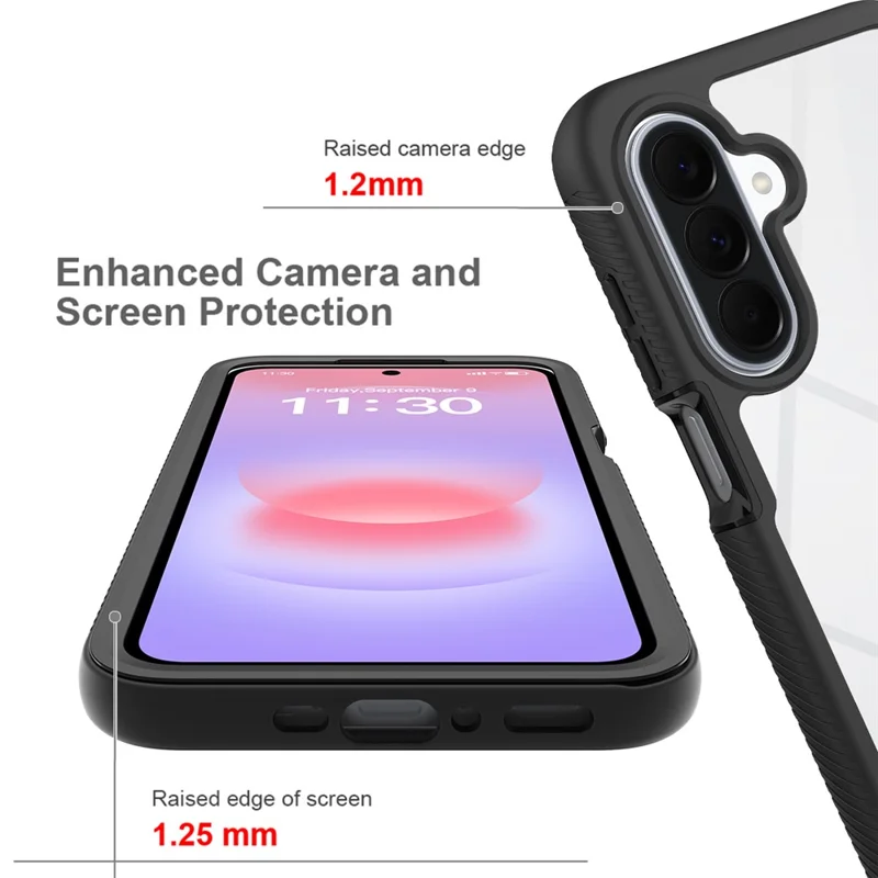 For Samsung Galaxy A27 5G Case Anti Drop 2 in 1 PC + TPU Phone Cover - Black