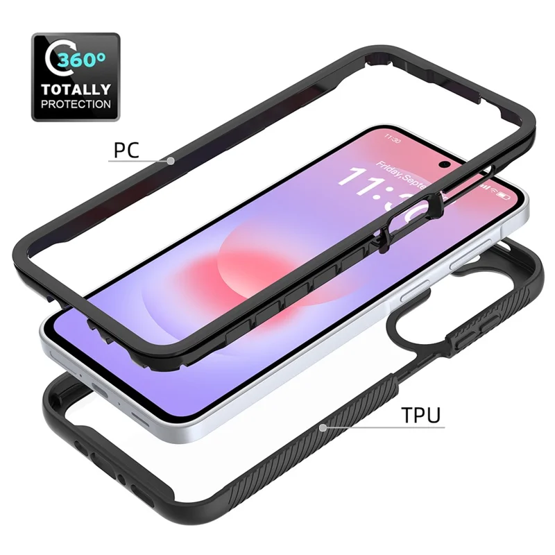 For Samsung Galaxy A27 5G Case Anti Drop 2 in 1 PC + TPU Phone Cover - Black