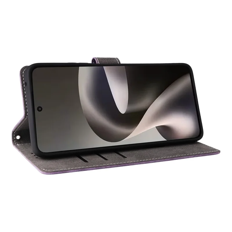 For Motorola Moto G37 5G  /  G47 5G Wallettaske med RFID-blokerende PU-læderbeskyttelse, stander og stropløsning - Lilla