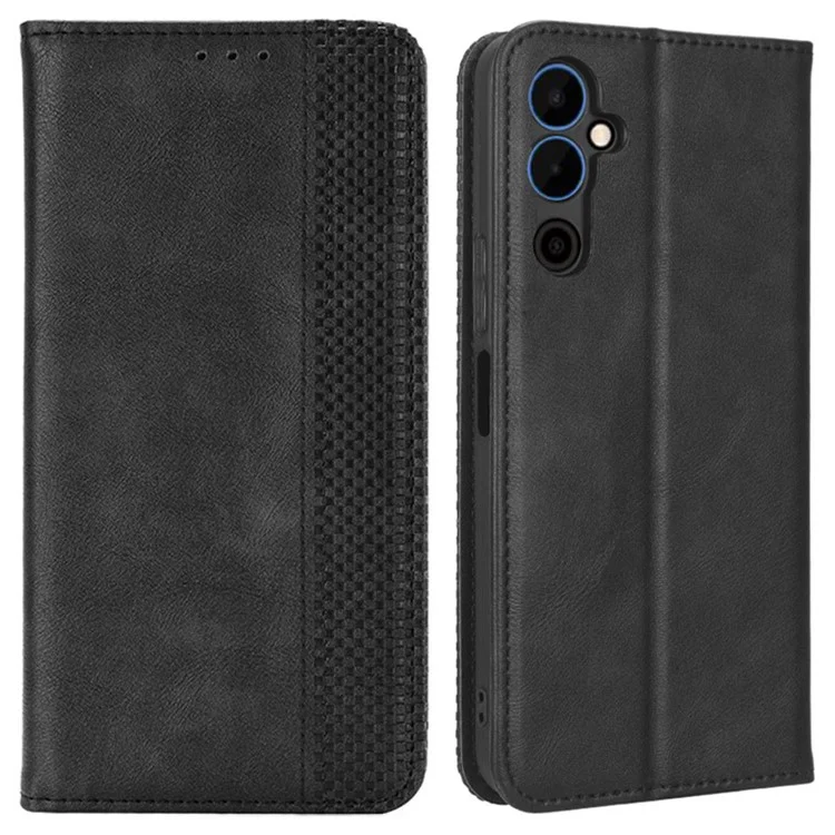 Для TECNO Pova Neo 2 4G / LG6n Retro Texture Phone Case Imprinted Pattern PU Leather Magnetic Auto Closing Wallet Phone Cover - Черный