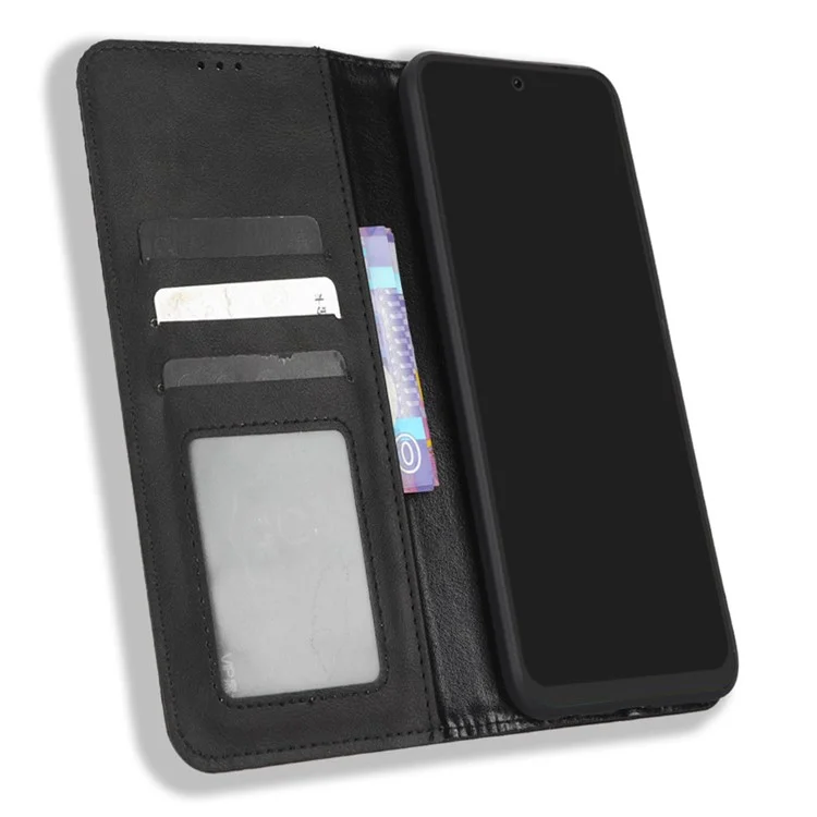 Для TECNO Pova Neo 2 4G / LG6n Retro Texture Phone Case Imprinted Pattern PU Leather Magnetic Auto Closing Wallet Phone Cover - Черный