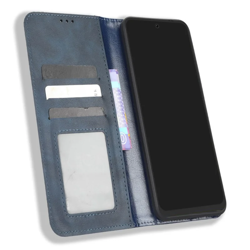 For TECNO Pova Neo 2 4G / LG6n Retro Texture Phone Case Imprinted Pattern PU Leather Magnetic Auto Closing Wallet Phone Cover - Blue