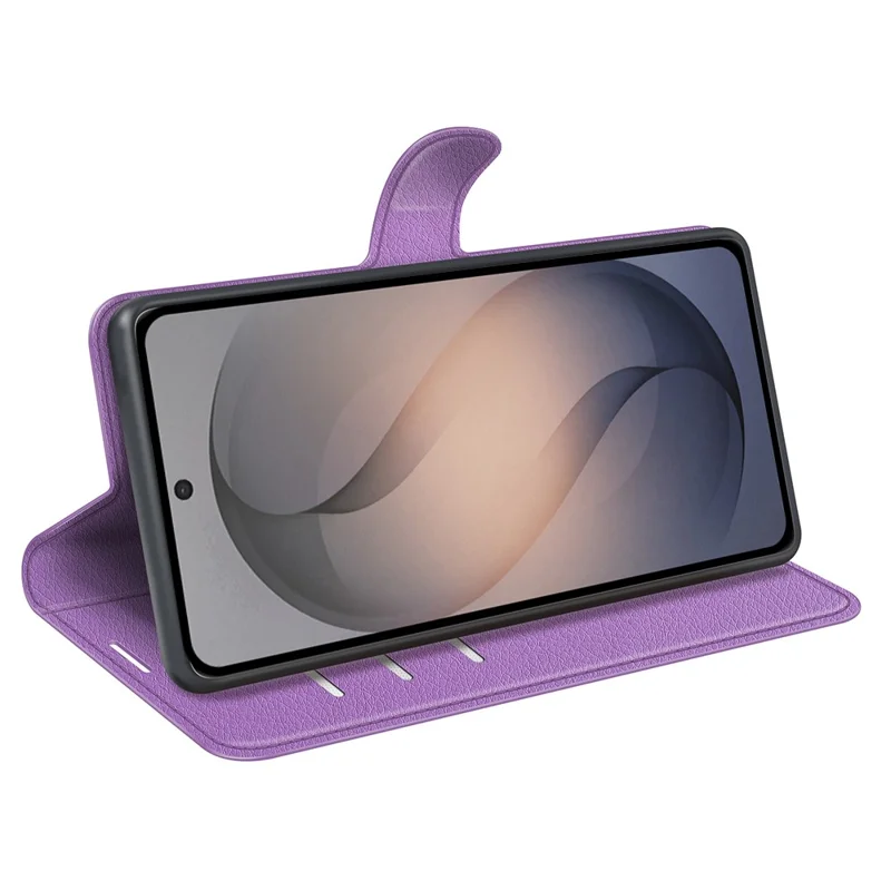 For Samsung Galaxy S26 FE Case Wallet Stand Litchi Texture Shockproof Leather Phone Cover - Purple