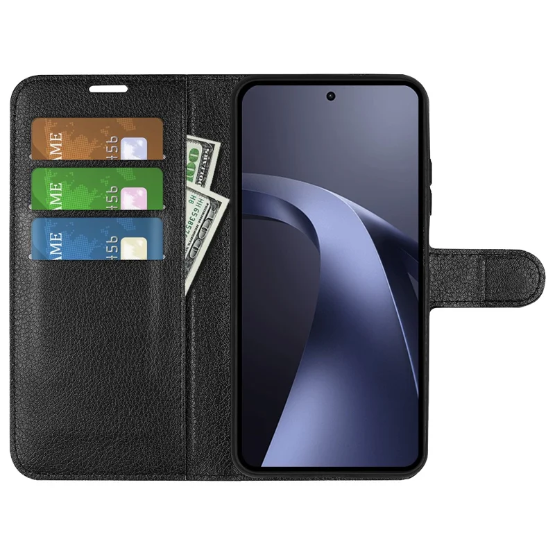 For Xiaomi 17T Pro Case Wallet Stand Litchi Texture Shockproof Leather Phone Cover - Black
