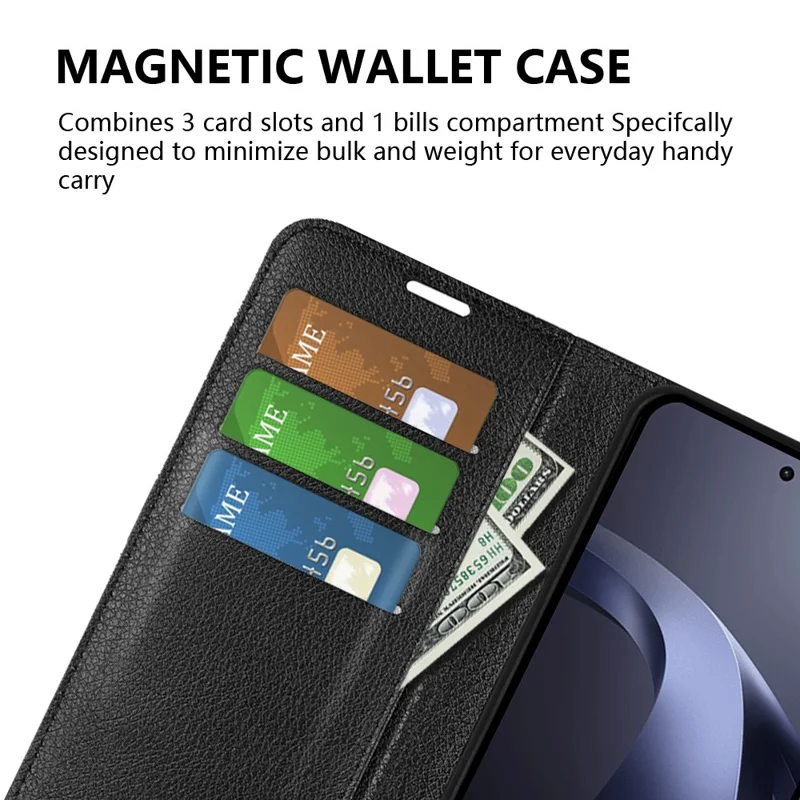 For Xiaomi 17T Pro Case Wallet Stand Litchi Texture Shockproof Leather Phone Cover - Black