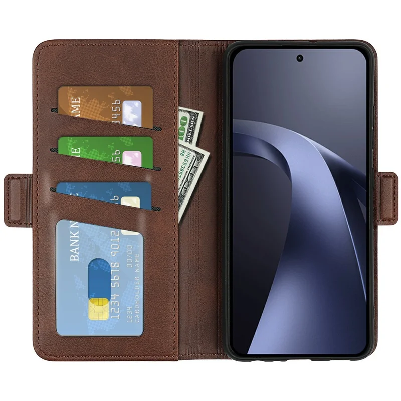 For Xiaomi 17T Pro Case Calf Texture Leather Wallet Phone Cover - Brown