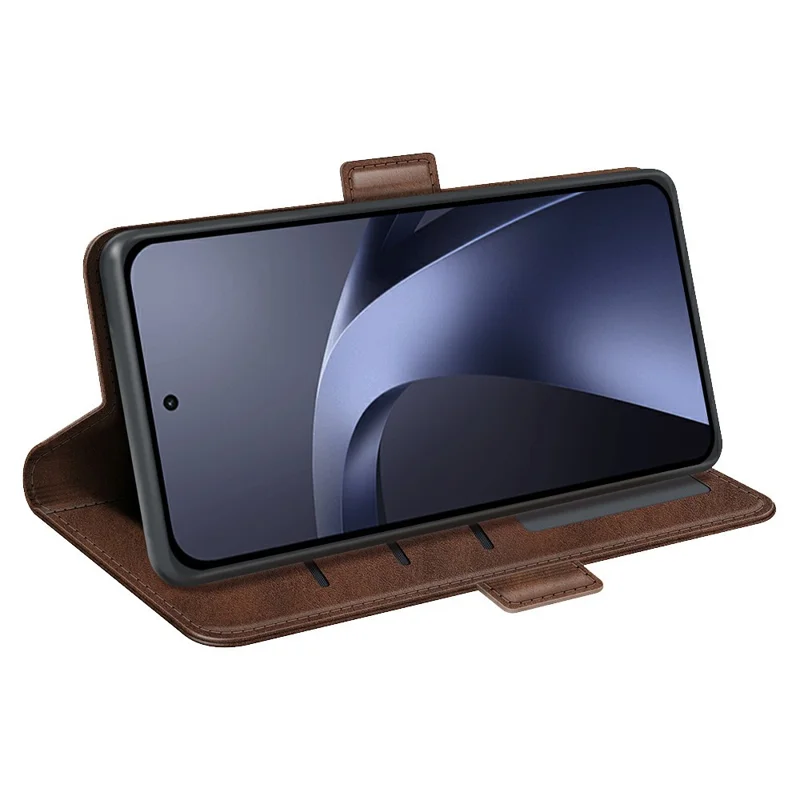 For Xiaomi 17T Pro Case Calf Texture Leather Wallet Phone Cover - Brown