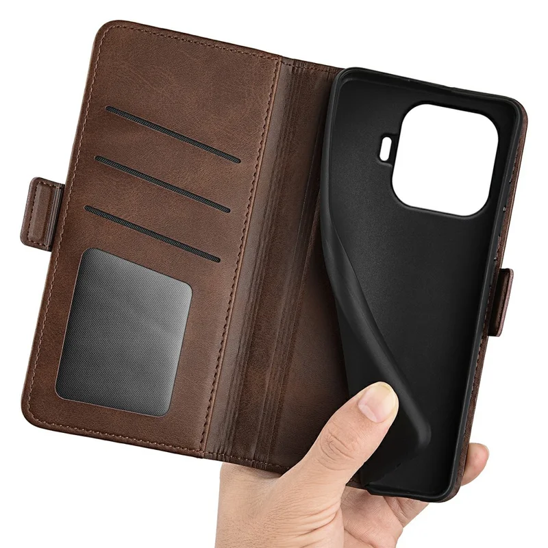 For Xiaomi 17T Pro Case Calf Texture Leather Wallet Phone Cover - Brown