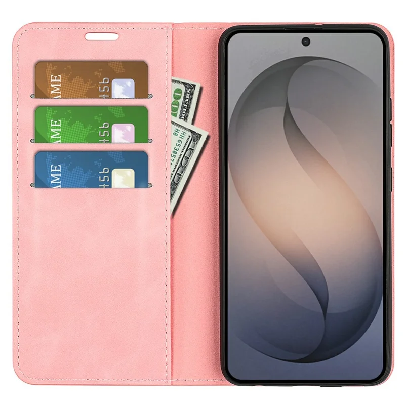 For Samsung Galaxy S26 FE Case Skin Touch Leather Wallet Phone Cover - Pink