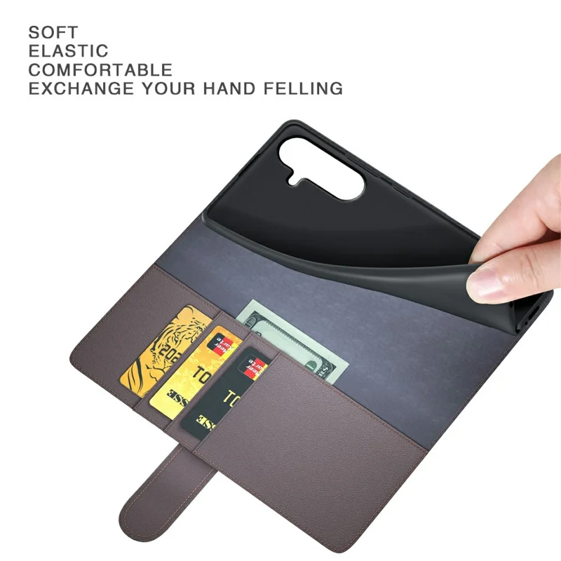 For Samsung Galaxy S26 FE Case Genuine Split Leather Phone Cover with Wallet Stand - Black