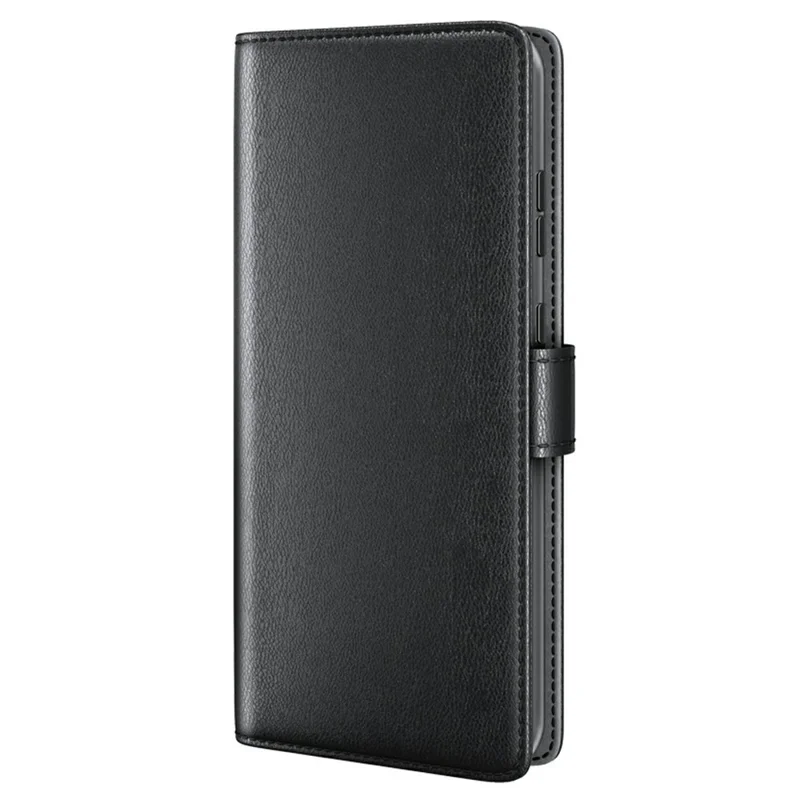 For Samsung Galaxy S26 FE Case Genuine Split Leather Phone Cover with Wallet Stand - Black