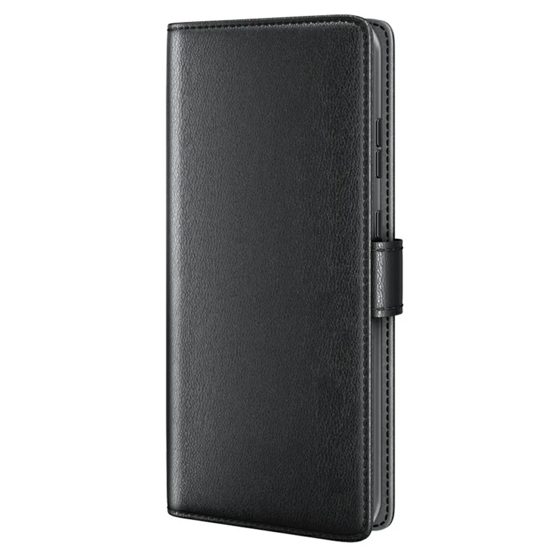 For Xiaomi 17T Pro Case Genuine Split Leather Phone Cover with Wallet Stand - Black