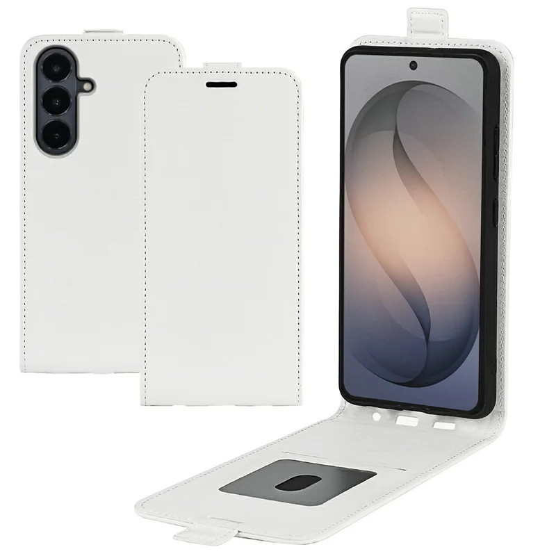For Samsung Galaxy S26 FE Case with Card Slots Vertical Flip Leather Phone Cover - White