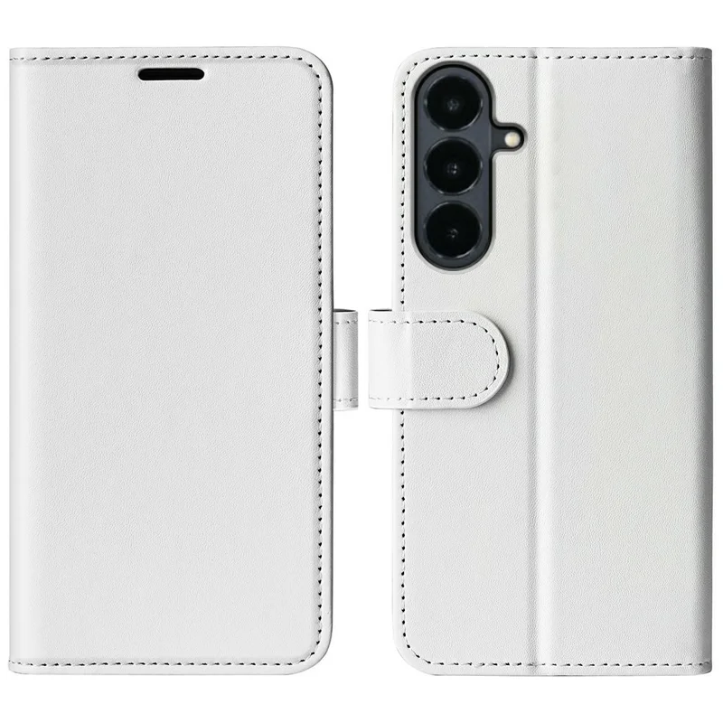 Чехол для Samsung Galaxy S26 FE с текстурой под лошадиную кожу, с подставкой, кожаный чехол-кошелек - Белый
