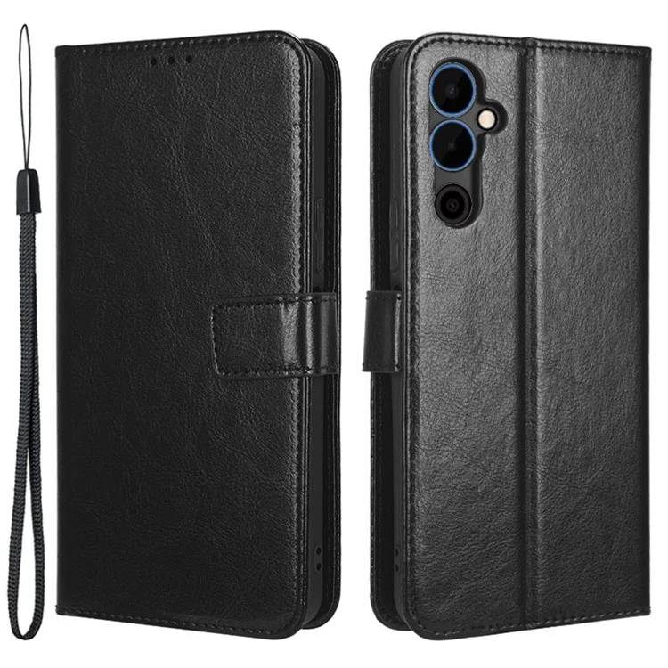 Per Tecno Pova Neo 2 4G / Lg6n Strong Class Magnetic Class Portafoglio Portafoglio Copertura Crazy Horse Texture PU Custodia Per Telefono Anti-scratch - Nero