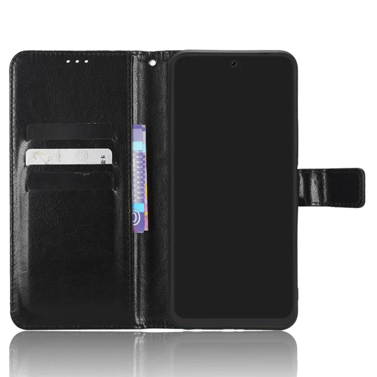 Per Tecno Pova Neo 2 4G / Lg6n Strong Class Magnetic Class Portafoglio Portafoglio Copertura Crazy Horse Texture PU Custodia Per Telefono Anti-scratch - Nero