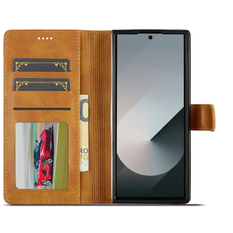 LC.IMEEKE pour Samsung Galaxy Z Fold8 Ultra étui portefeuille en cuir texturé veau - Jaune