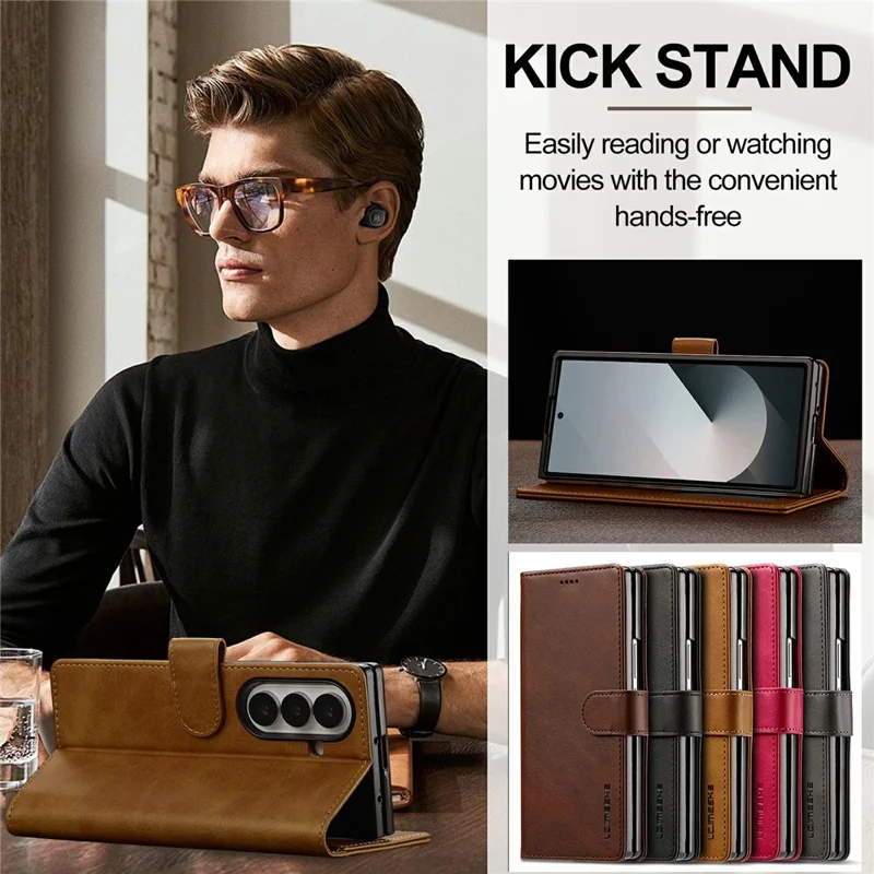 LC.IMEEKE pour Samsung Galaxy Z Fold8 Ultra étui portefeuille en cuir texturé veau - Jaune