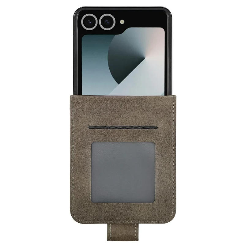 LC.IMEEKE pour Samsung Galaxy Z Flip8 Étui Texturé de Cuir de Veau en Cuir PU - Gris