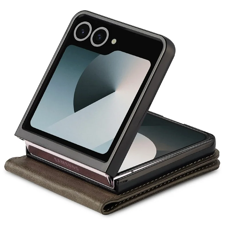 LC.IMEEKE pour Samsung Galaxy Z Flip8 Étui Texturé de Cuir de Veau en Cuir PU - Gris