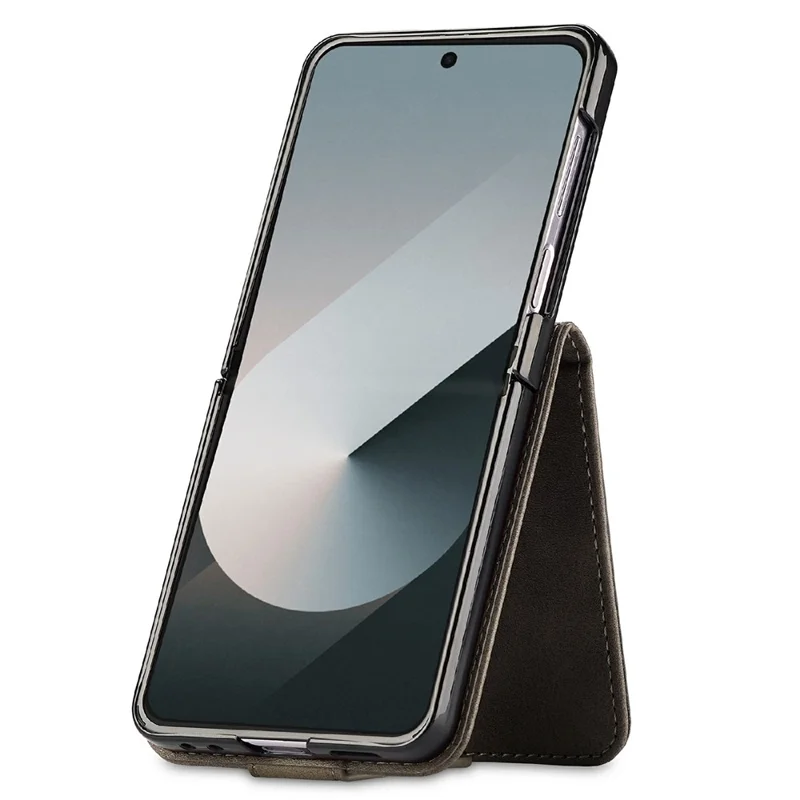 LC.IMEEKE pour Samsung Galaxy Z Flip8 Étui Texturé de Cuir de Veau en Cuir PU - Gris