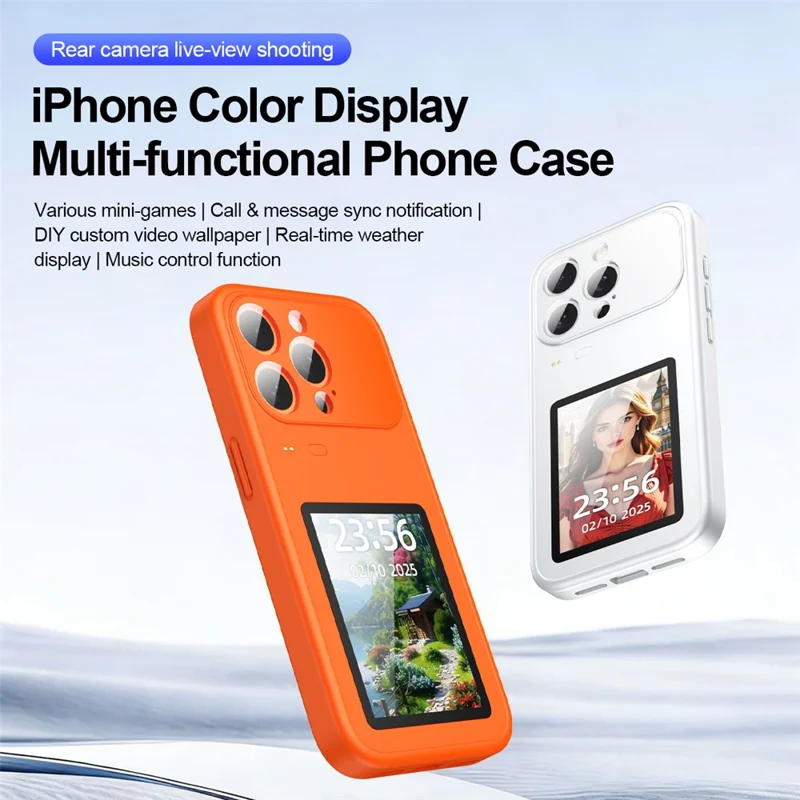 For iPhone 17 Pro Max Dynamic Phone Case 3.5 inch Multi-functional Color Screen Back Cover - Orange