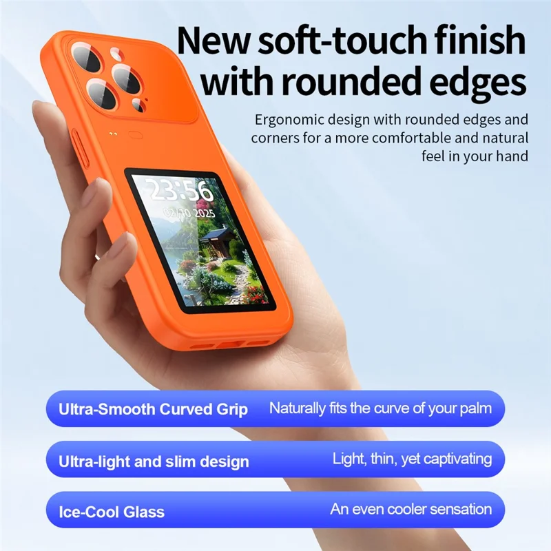 For iPhone 17 Pro Max Dynamic Phone Case 3.5 inch Multi-functional Color Screen Back Cover - Orange