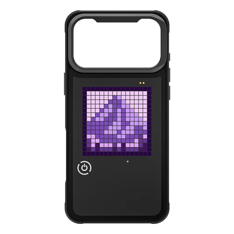 For iPhone 17 Pro LED Pixel Case DIY Animated Custom Screen Phone Cover with Foldable Kickstand - Black