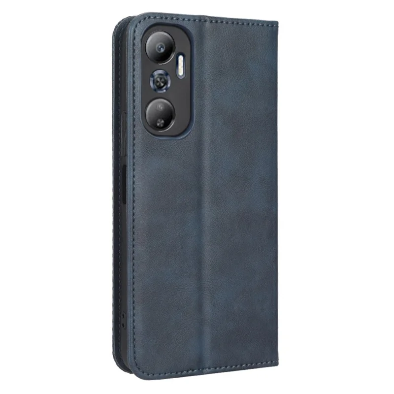 For Infinix Hot 20 4G / X682B Retro Texture Phone Case Imprinted Pattern PU Leather Wallet Phone Cover - Blue