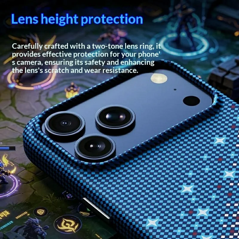 For iPhone 17 Pro Magnetic Case Pixel Grid Pattern Hard PC Shockproof Phone Cover - Blue