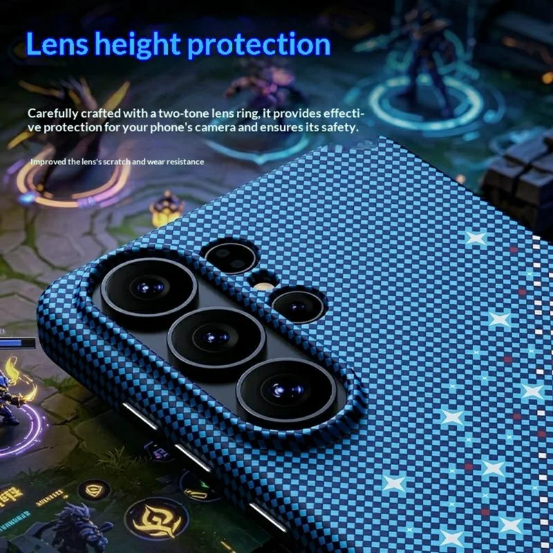 For Samsung Galaxy S24 Ultra Magnetic Case Pixel Grid Pattern Hard PC Shockproof Phone Cover - Blue