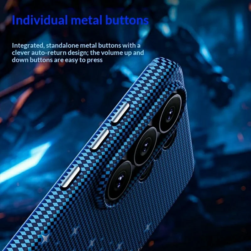 For Samsung Galaxy S24 Ultra Magnetic Case Pixel Grid Pattern Hard PC Shockproof Phone Cover - Blue