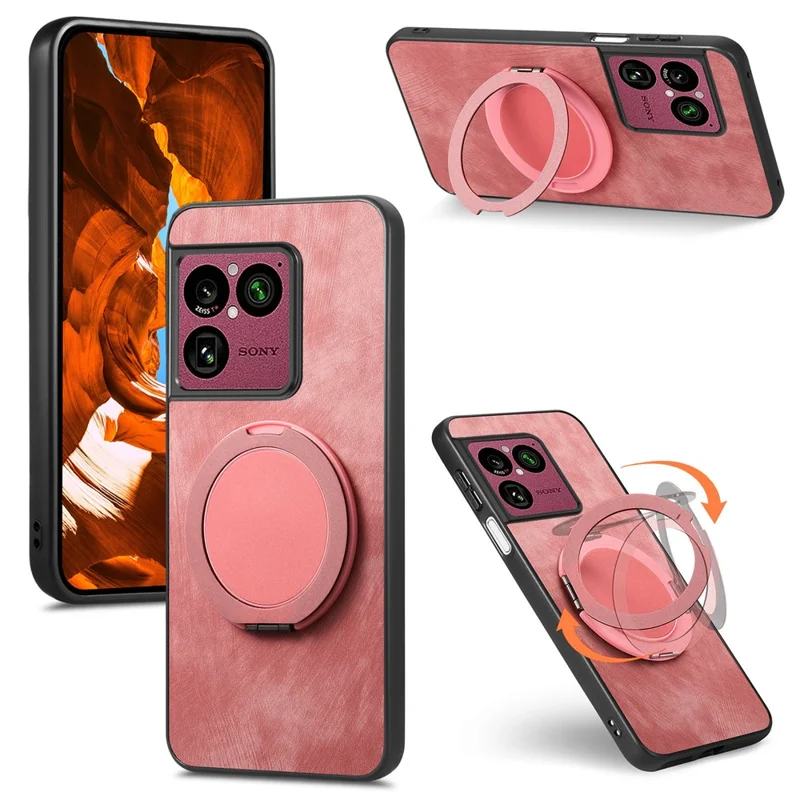 Ретро-чехол из искусственной кожи с подставкой с вращением для Sony Xperia 1 VIII, снятие стресса, розовый