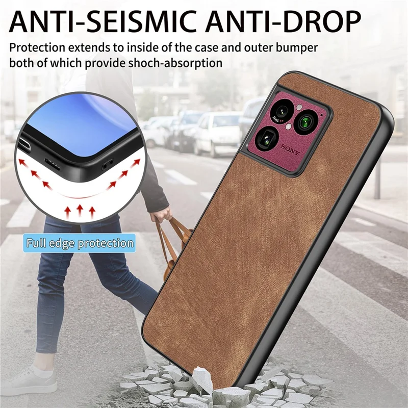 For Sony Xperia 1 VIII Case Shockproof Slim Retro Leather Phone Back Cover - Brown