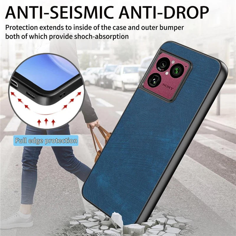 For Sony Xperia 1 VIII Case Shockproof Slim Retro Leather Phone Back Cover - Blue