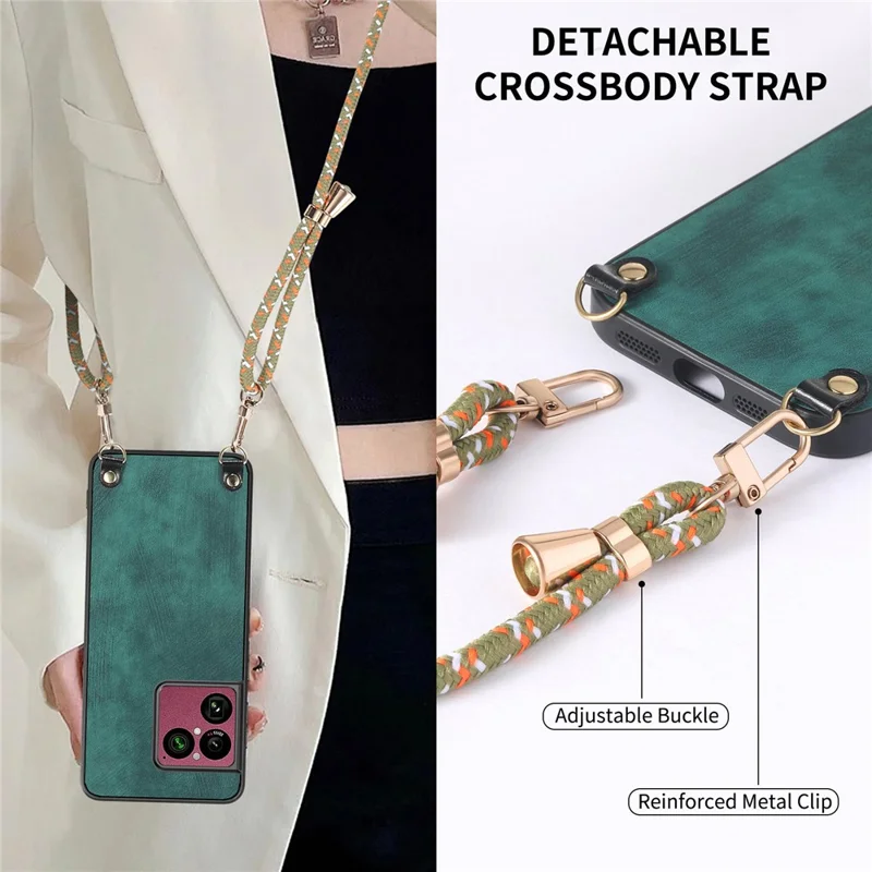 For Sony Xperia 1 VIII Case Retro Leather Phone Back Cover with Adjustable Strap - Green