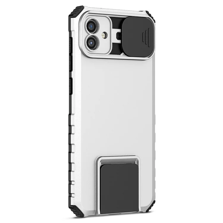 Für Samsung Galaxy A04 4G (164,4 x 76,3 x 9,1 Mm) Schleifkameraschutz PC + TPU Hybrid -hülle Kickstand -mobiltelefonabdeckung - Weiß