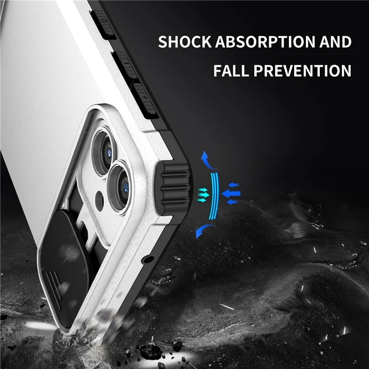 Für Samsung Galaxy A04 4G (164,4 x 76,3 x 9,1 Mm) Schleifkameraschutz PC + TPU Hybrid -hülle Kickstand -mobiltelefonabdeckung - Weiß